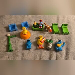 Vintage Colorful Sesame Street Character Toy Set. Some Are Marked From The 1980s
